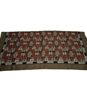 Franco Ferrari 100% Silk ~ 26"x26" Scarf Brown Neutrals Geometric‎ Pattern Italy